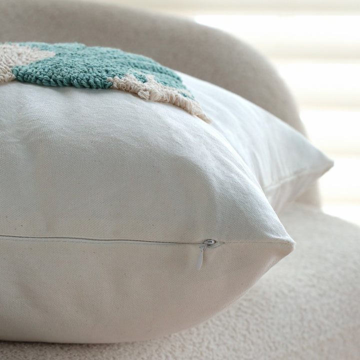 Square cushion cover in boho look with flat fringe runs and linen appearance, concealed zipper Kalsten