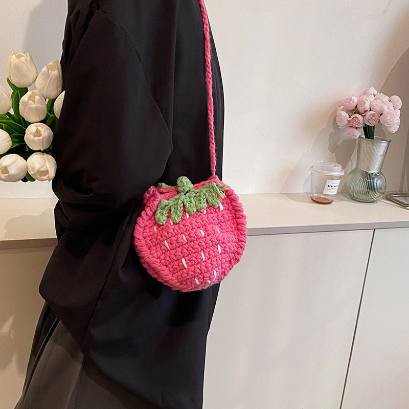Strawberry-Themed Crocheted Handbag