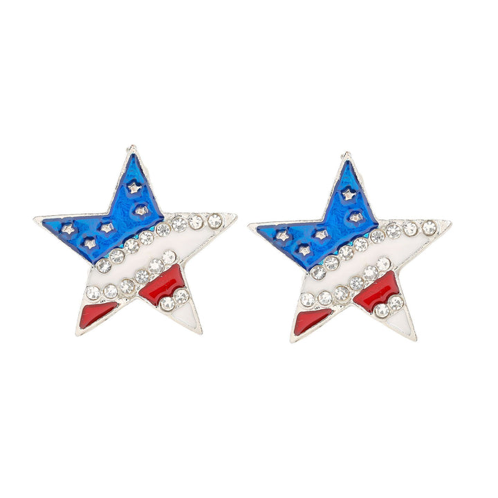 Ladies enamel earrings horseshoe with star stripe motif Kalsten