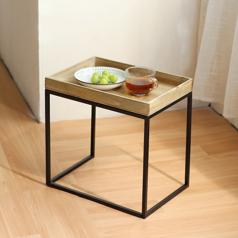 Modern side table with protected wooden tray Kalsten