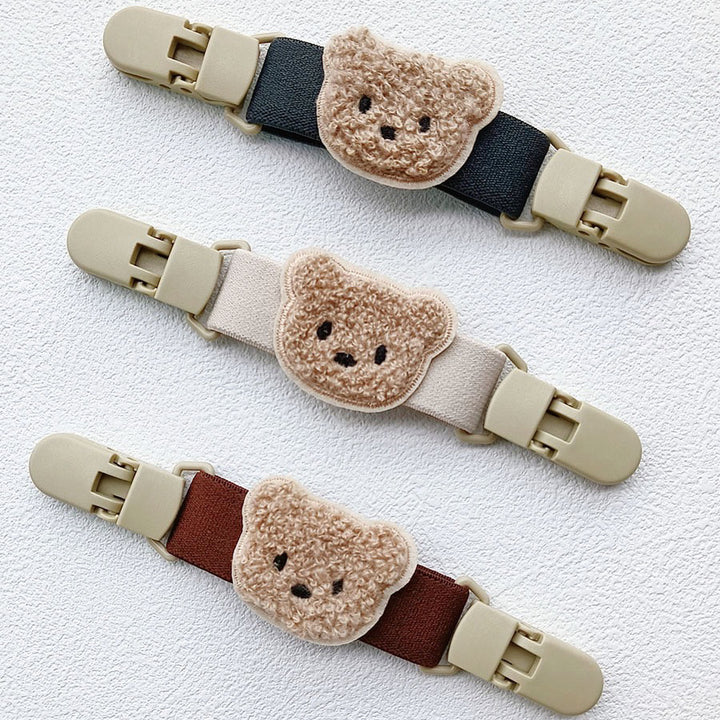 Plush Teddy Pacifier Clip with Safety Buckle and Elastic Strap