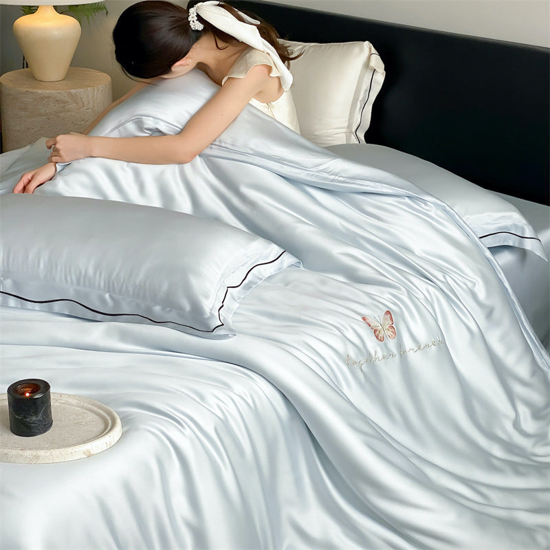 Luxury Satin Bedding Set made of silky-soft Microfiber with embroidered design and hotel quality