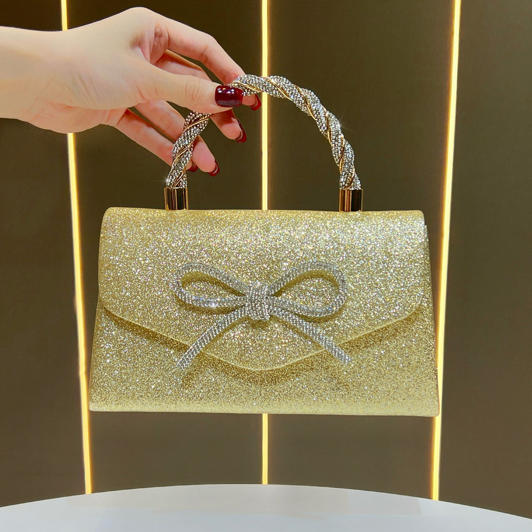 Sparkling Bow-Detail Evening Handbag