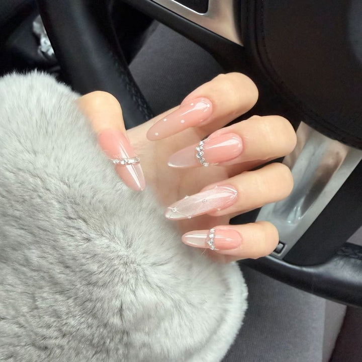Decorative Nail Art Extensions with Rhinestone Accents