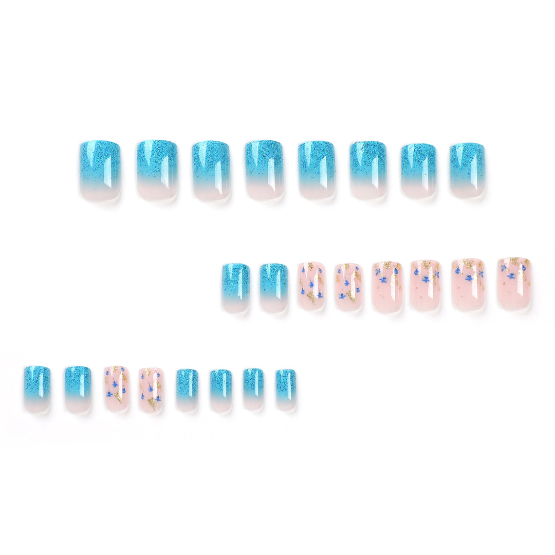 Artful acrylic nails with floral design and glitter effects Kalsten