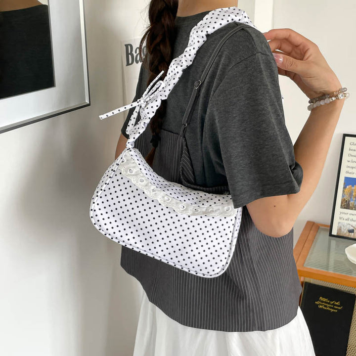 Vintage-Inspired Polka Dot Handheld Bag