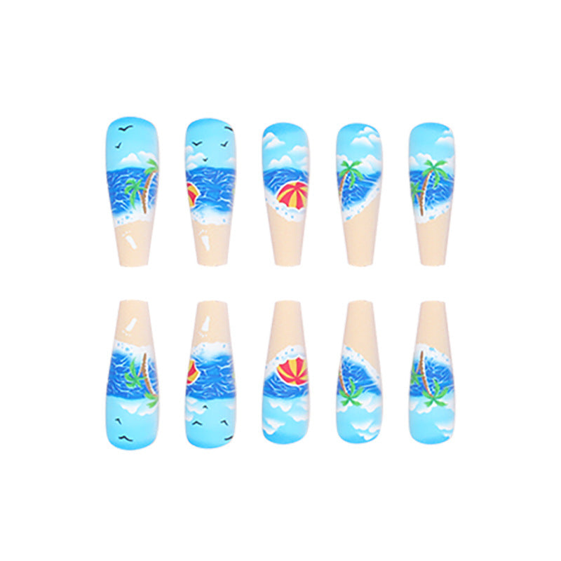 Artistic Beach-Themed Nail Art Kalsten