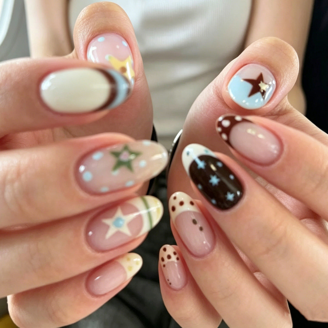 Creative Starry Theme Press-On Nail Art Set