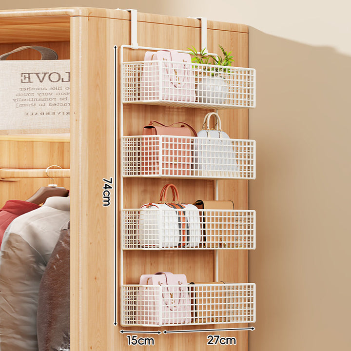Over-the-Door Multi-Tier Metal Grid Hanging Storage Organizer