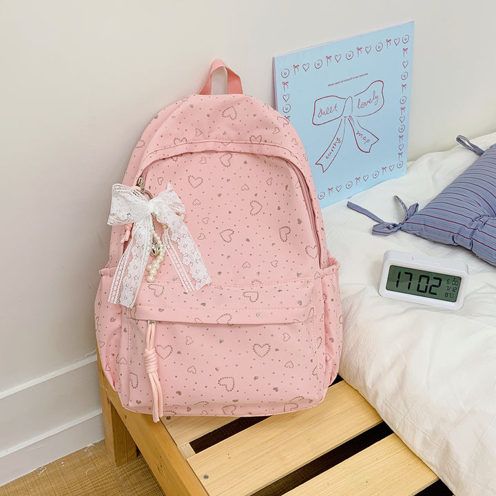 Heart-Patterned School Backpack Kalsten