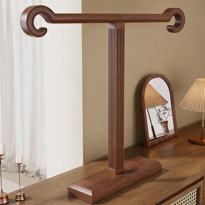 Solid Wood Single-Post T-Bar Jewelry Display Stand for Necklaces and Bracelets