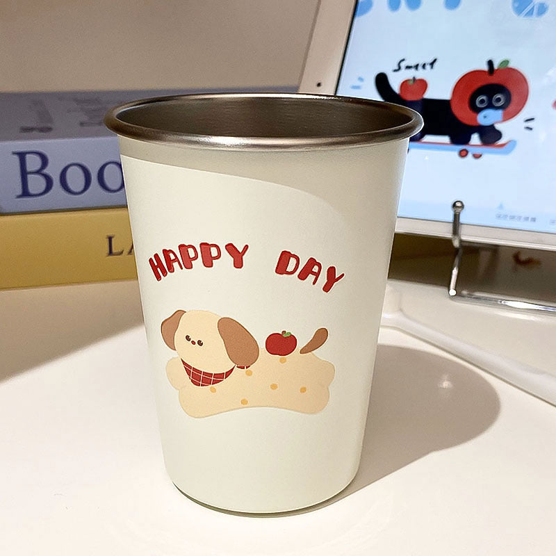 Stainless Steel Drinking Cup with Cheerful Dog Design Kalsten