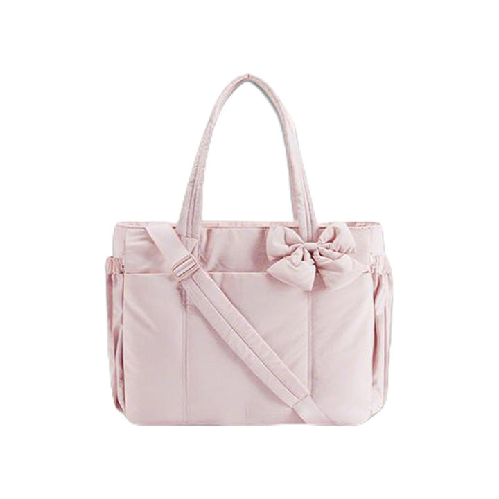 Multifunctional tote bag with detachable shoulder straps and decorative bow Kalsten