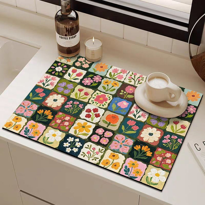 Floral Print Kitchen Mat