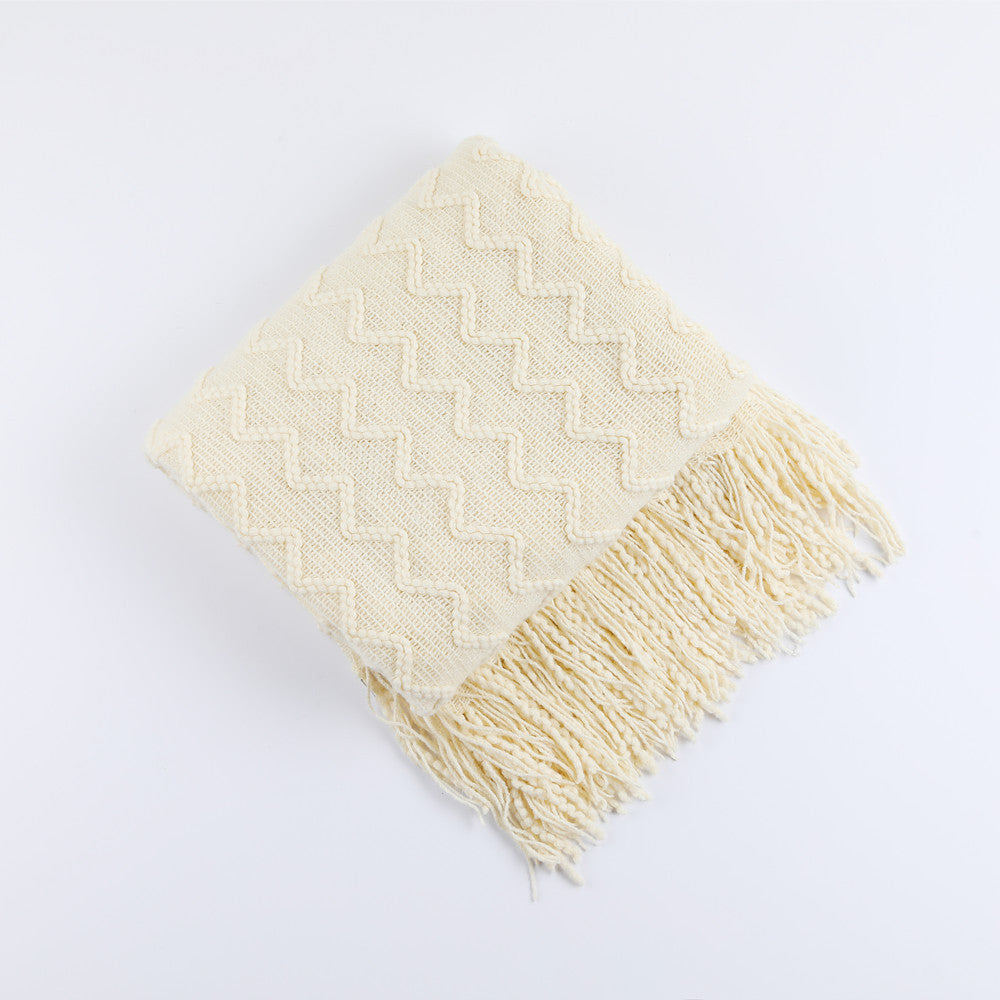 Textured Woven Throw Blanket with Fringe Kalsten