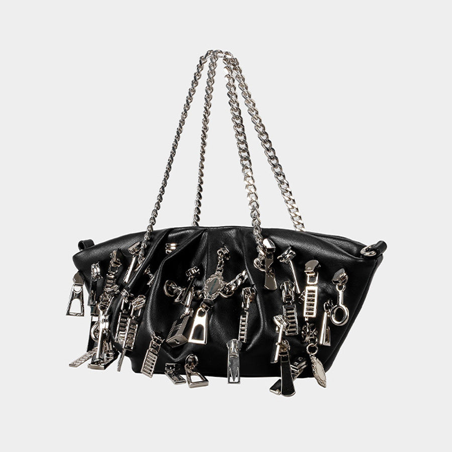 Decorative Chain-Accented Handbag