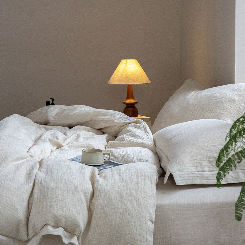 Duvet cover set made of cotton-linen blend with natural linen texture and extra-soft feel