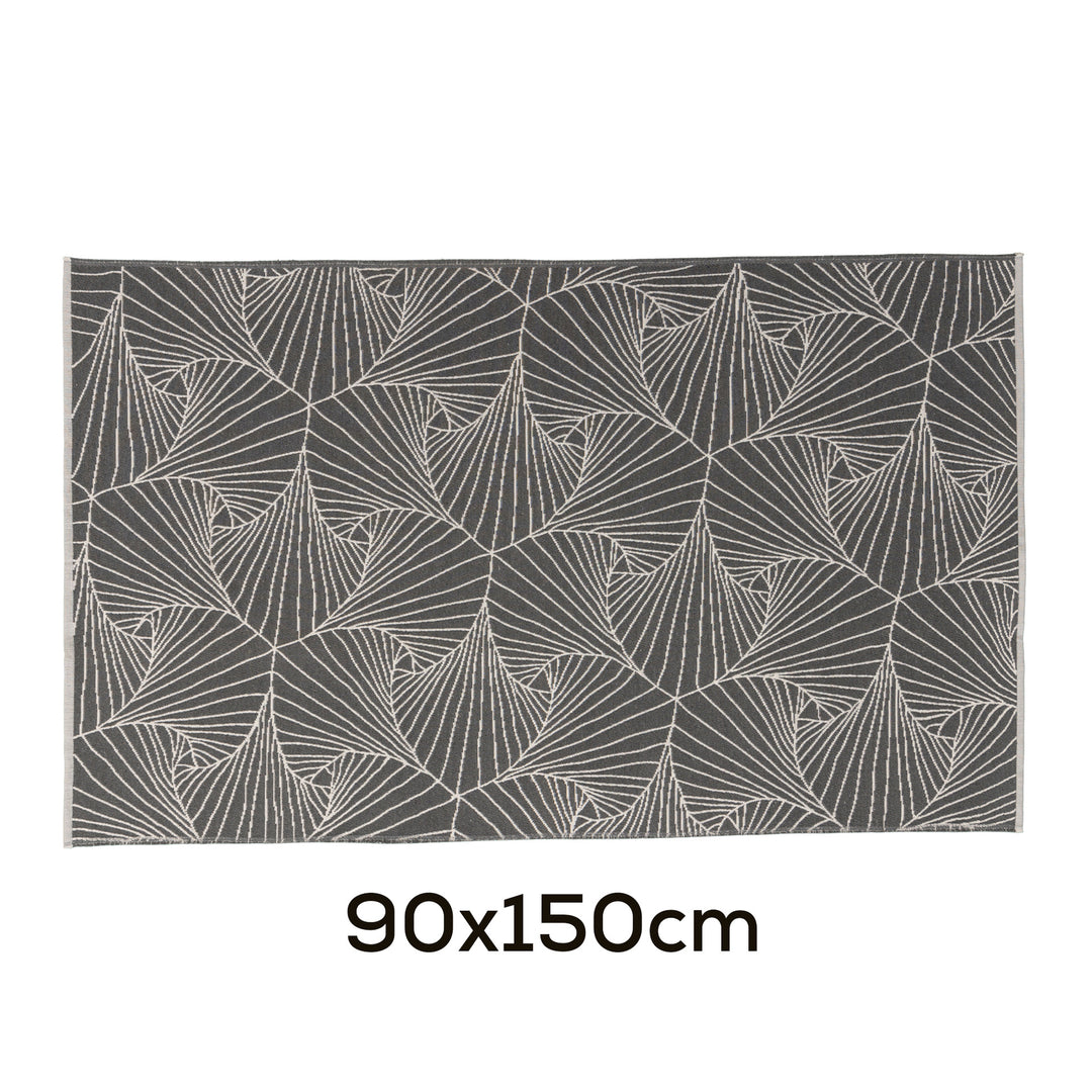Modern flat-woven carpet runner with abstract geometric design