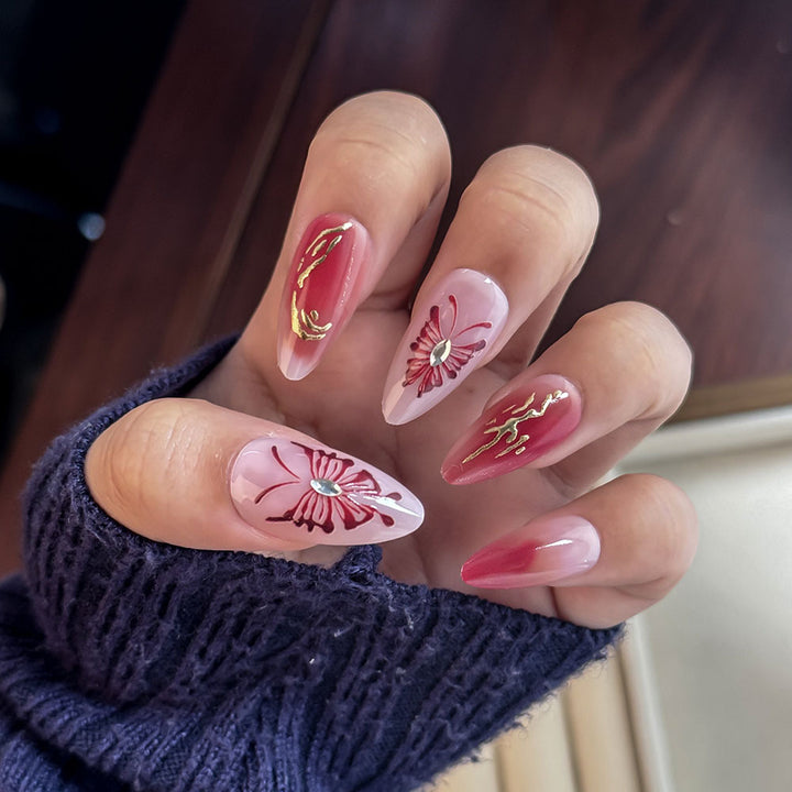 Elegant Hand-Painted Press-On Nail Art Kalsten