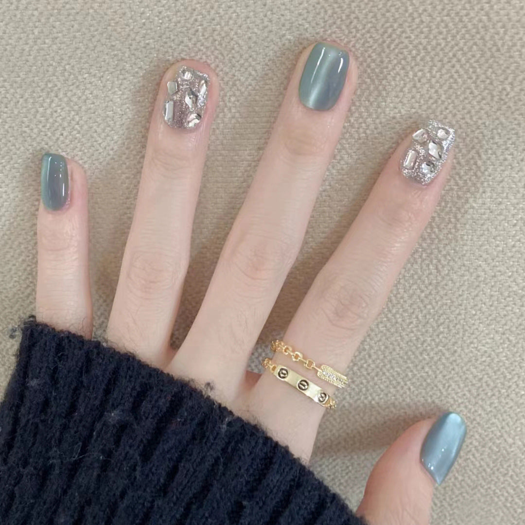 Decorative Rhinestone Accent Press-On Nails