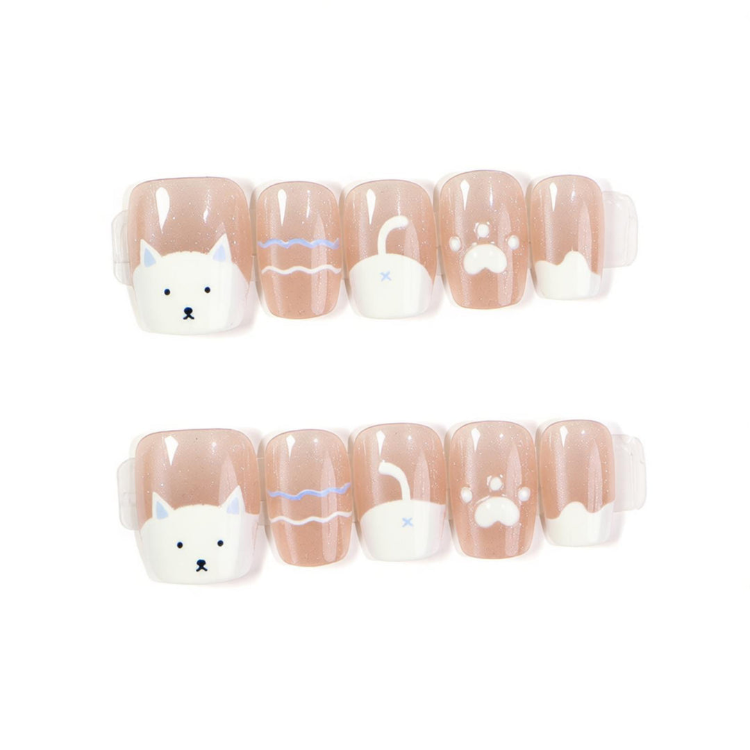 Cat-Themed Press-On Nail Art Kalsten