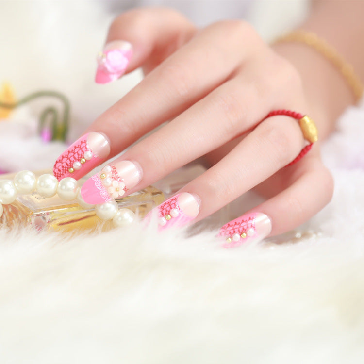 Elegant Pearl-Embellished Press-On Nail Set