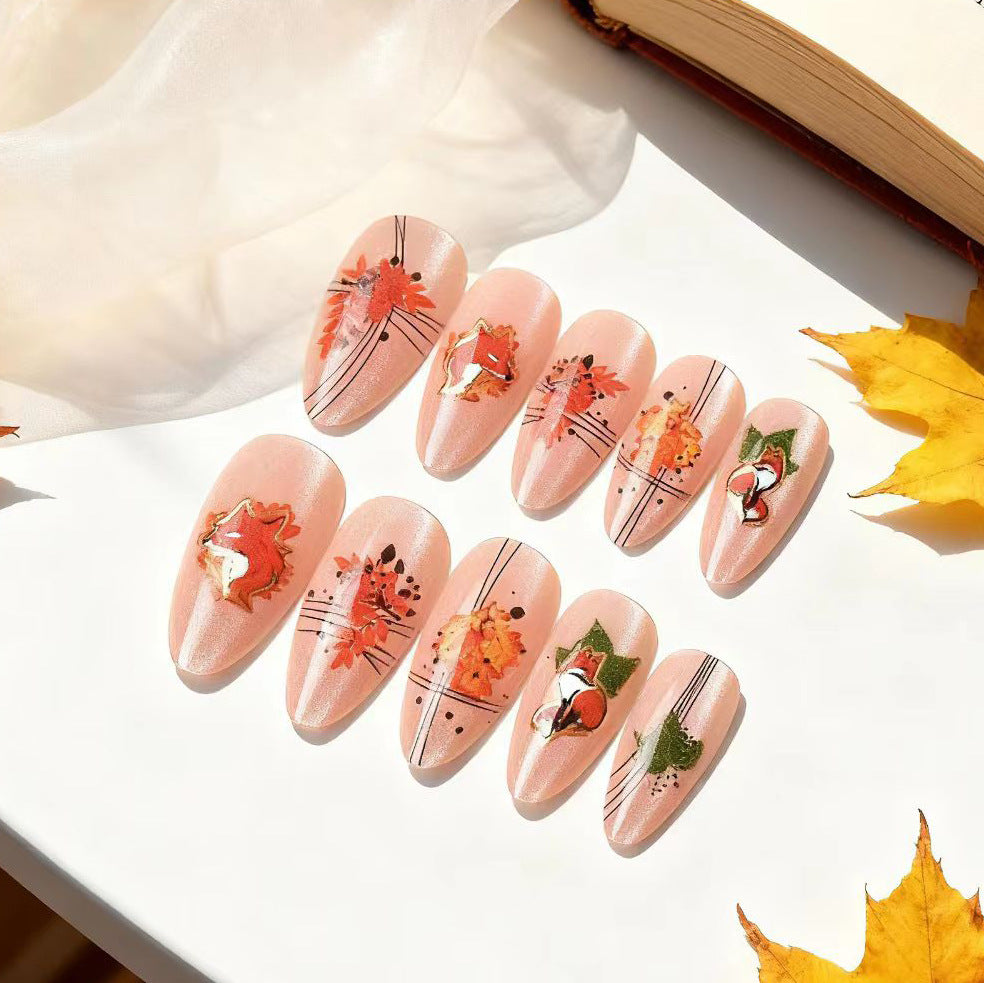 Fall-Themed Press-On Nail Art Set Kalsten
