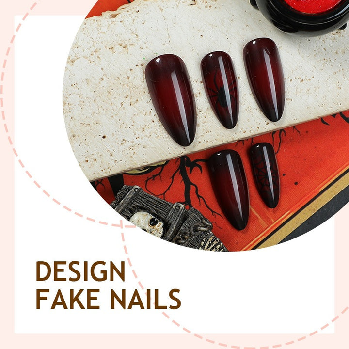 Artificial nail set with elegant and deep red shades Kalsten