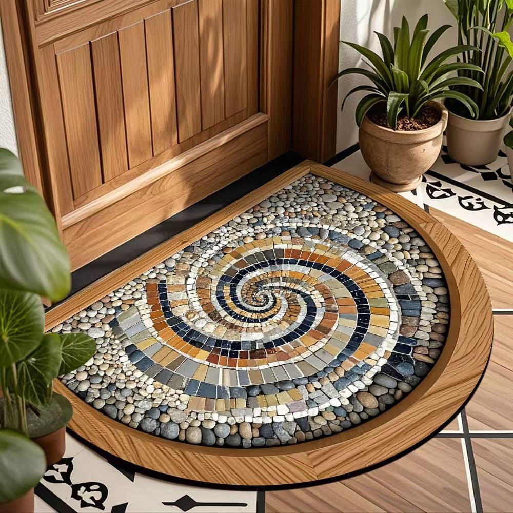 Decorative Spiral Pattern Door Mat for Home