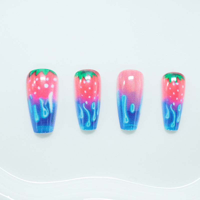 Strawberry-Inspired Acrylic Nail Art Kalsten