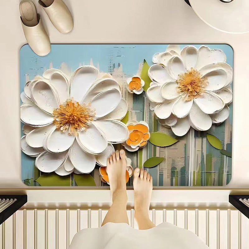 Floral-Themed Memory Foam Bathroom Mat Kalsten