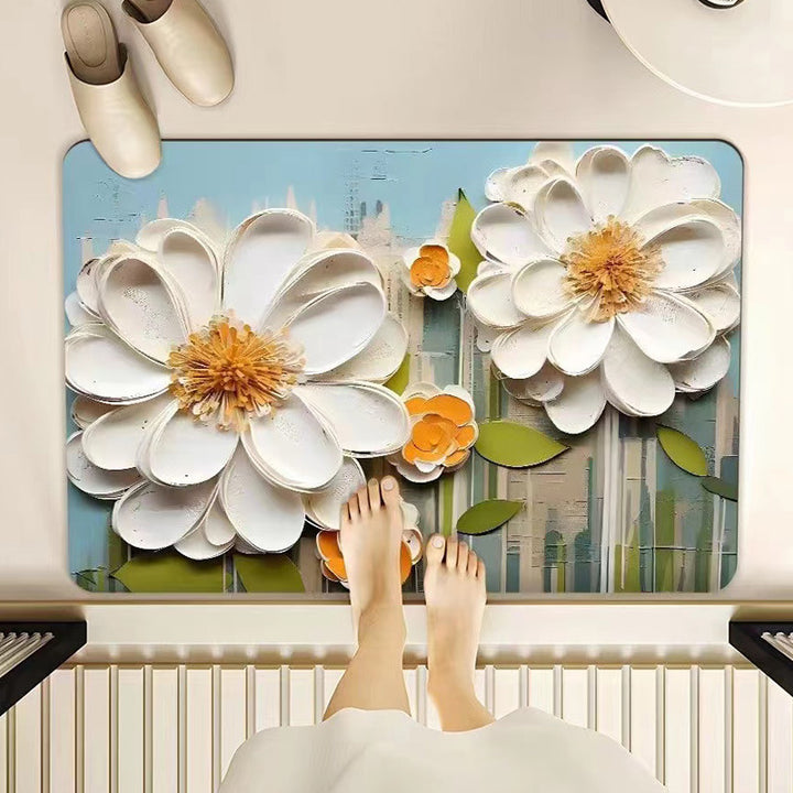 Floral-Themed Memory Foam Bathroom Mat Kalsten