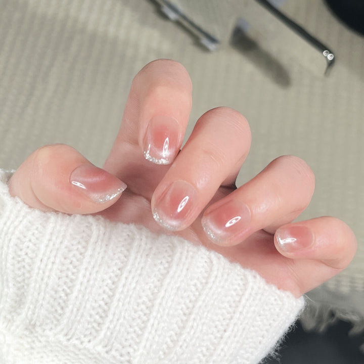 Elegant Press-On Nail Set with Natural Glossy Finish