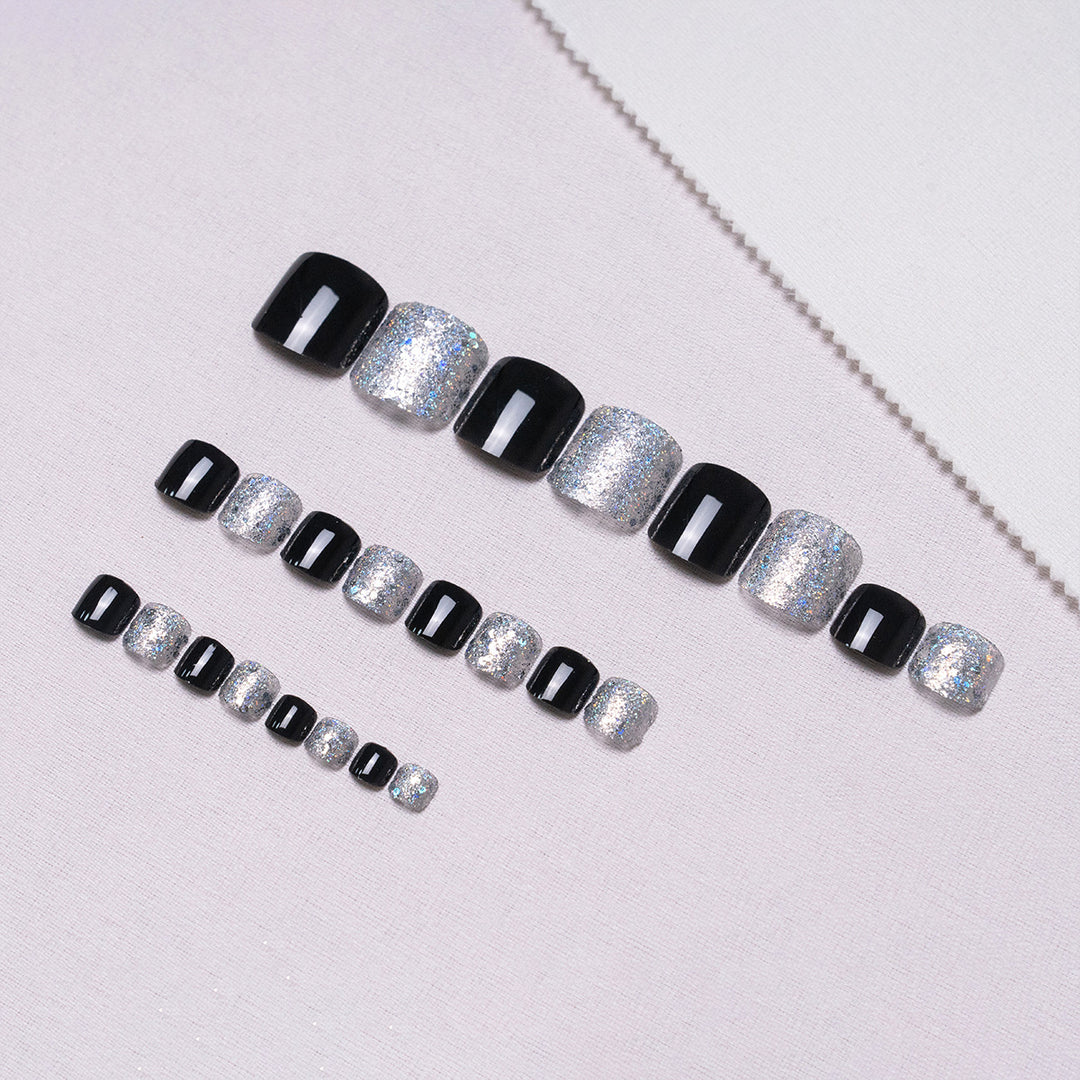 Sparkling Glitter Pedicure Nail Art