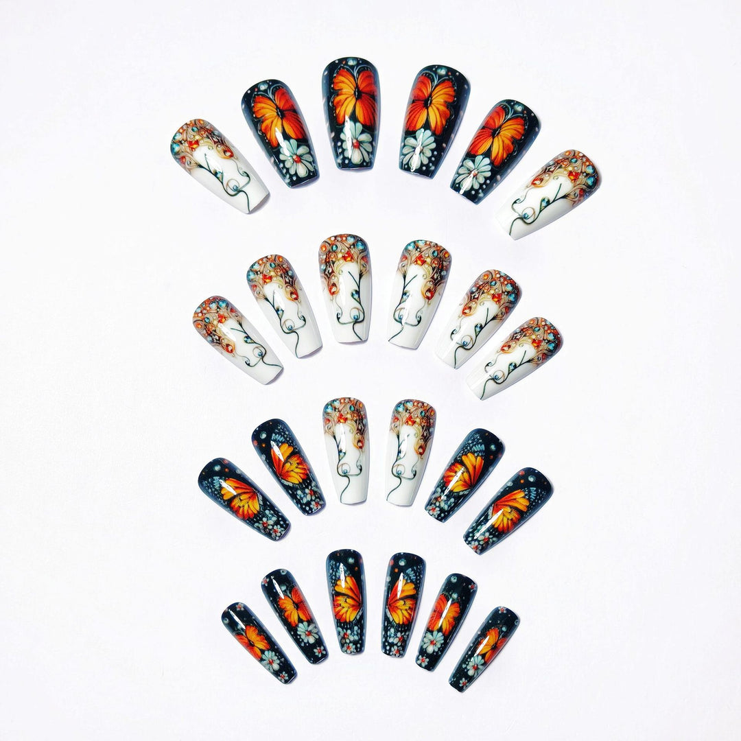 Intricate Butterfly Design Nail Art Kalsten