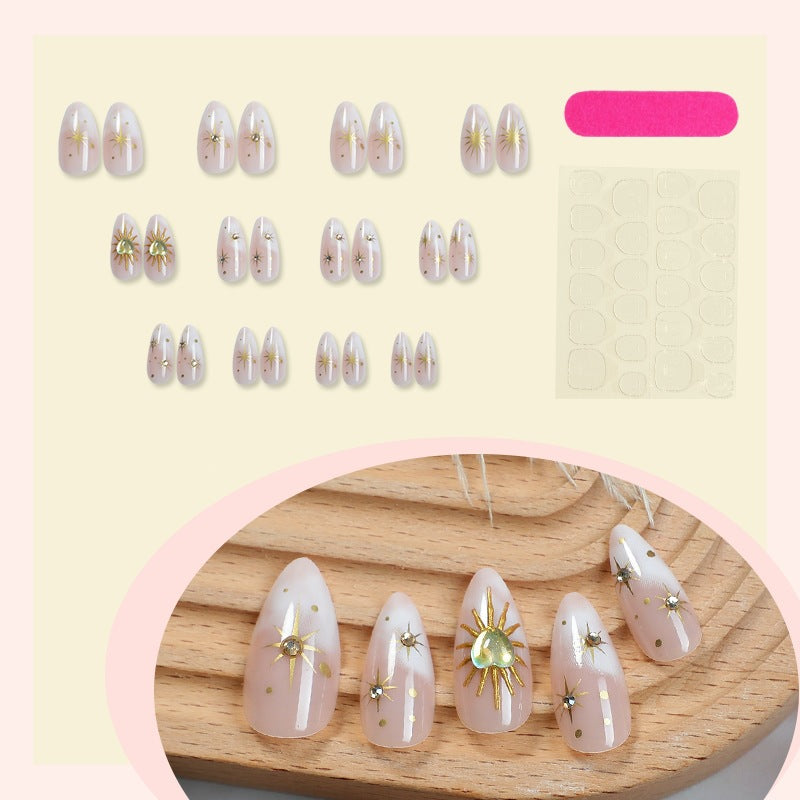 Artificial nail set with luxurious 3D star and glitter elements Kalsten