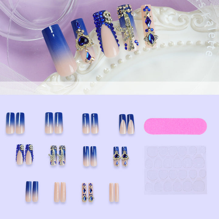 Artistic Rhinestone-Embellished Press-On Nail Art Set kalsten