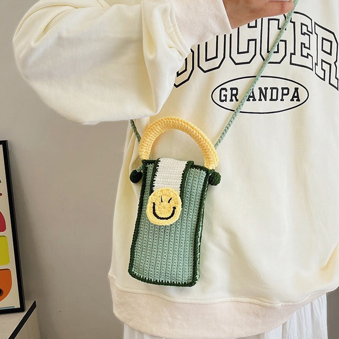 Cute Crochet Beverage-Themed Crossbody Bag