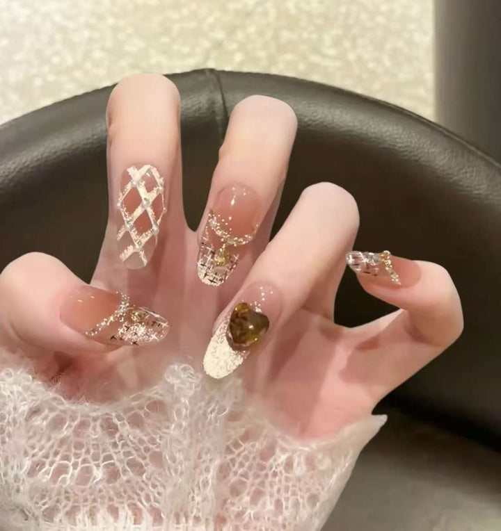 Decorative Press-On Nail Set with Unique Patterns Kalsten