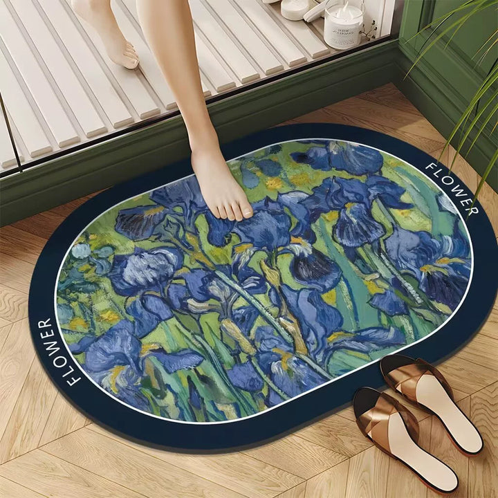 Artistic Floral Design Bath Mat