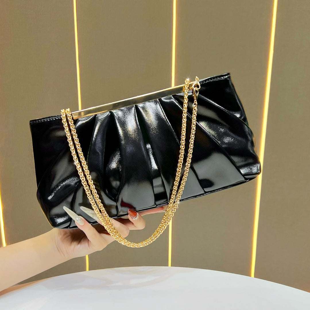 Pleated Chain Strap Evening Handbag