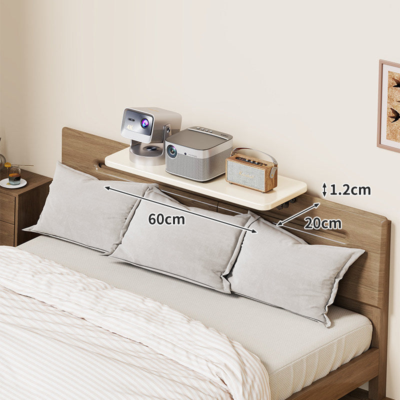 Wall-Mounted Slim Floating Headboard Shelf with Rounded Corners and Concealed Brackets