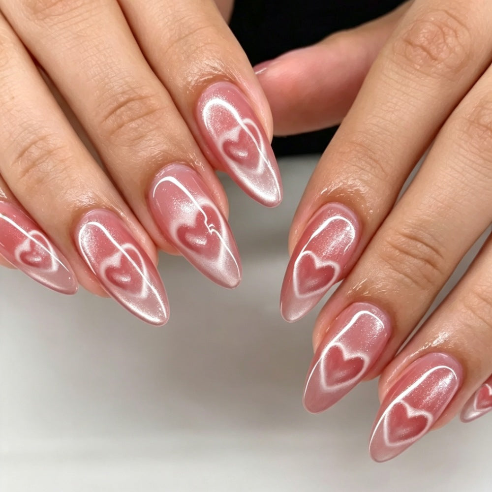 Artistic Heart Design Stiletto Press-On Nails