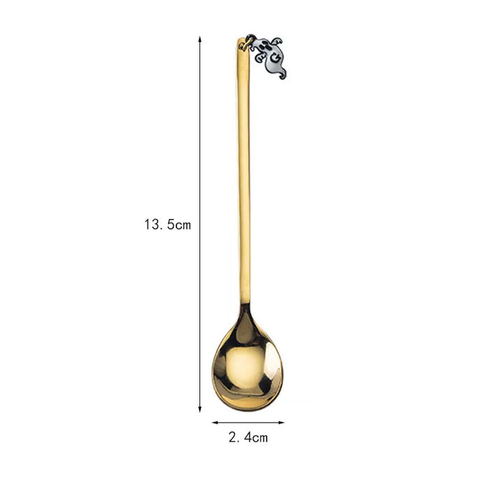 Long Bar Spoon Cocktail Stirring Spoon made of Stainless Steel with Halloween Ghost Design