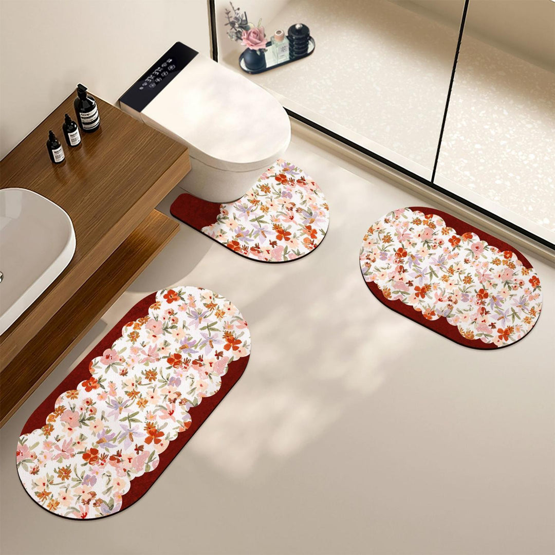 Decorative Floral Bath Mat Set
