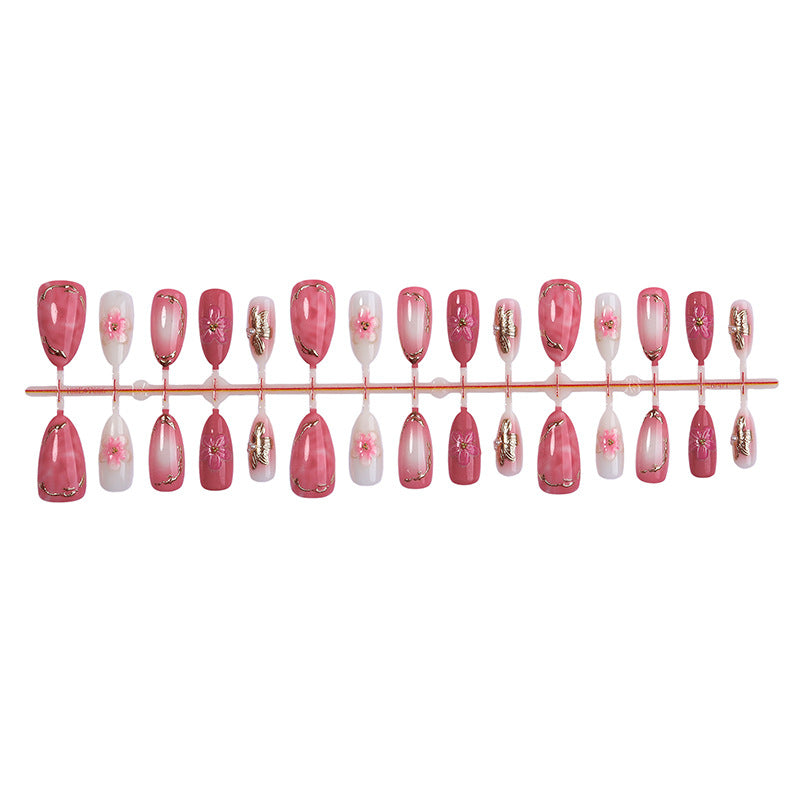 Elegant Floral Press-On Nail Set with Premium Detailing Kalsten