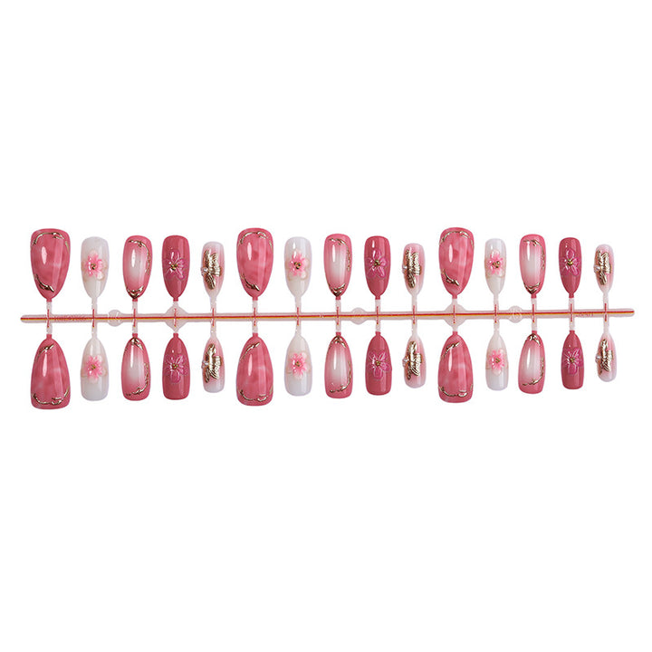 Elegant Floral Press-On Nail Set with Premium Detailing Kalsten