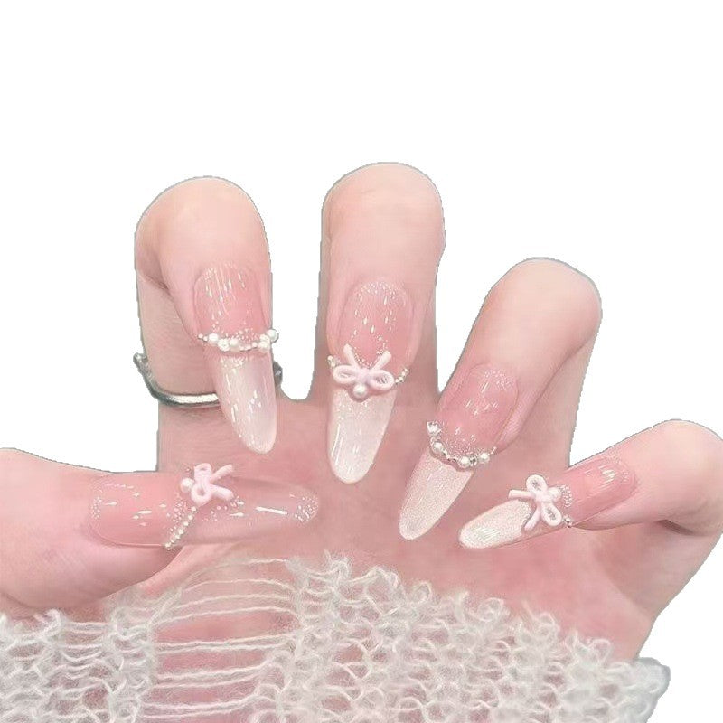 Elegant Stiletto Nail Art Tips with Pearl Accents