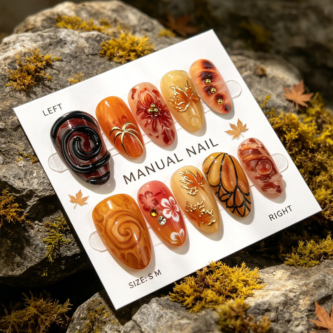 Hand-Painted Seasonal Press-On Nail Art Set