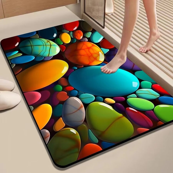 Colorful Pebble-Themed Floor Mat Kalsten